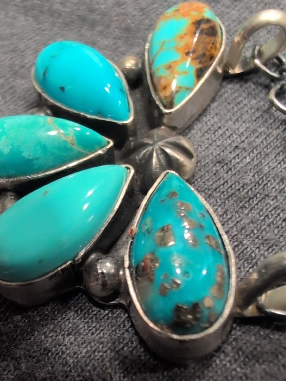 Sterling Silver Turquoise Teardrop Pendant - Picture 3 of 4